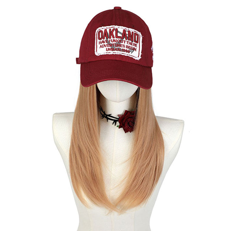 Export Hat Integrated Adjustable Retro Three-dimensional Long Straight Wig