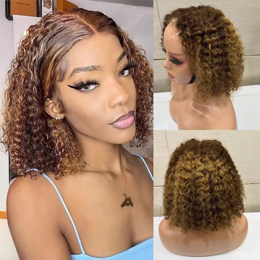 Closure Deep Curly Bob Density Indian Real Hair Wig