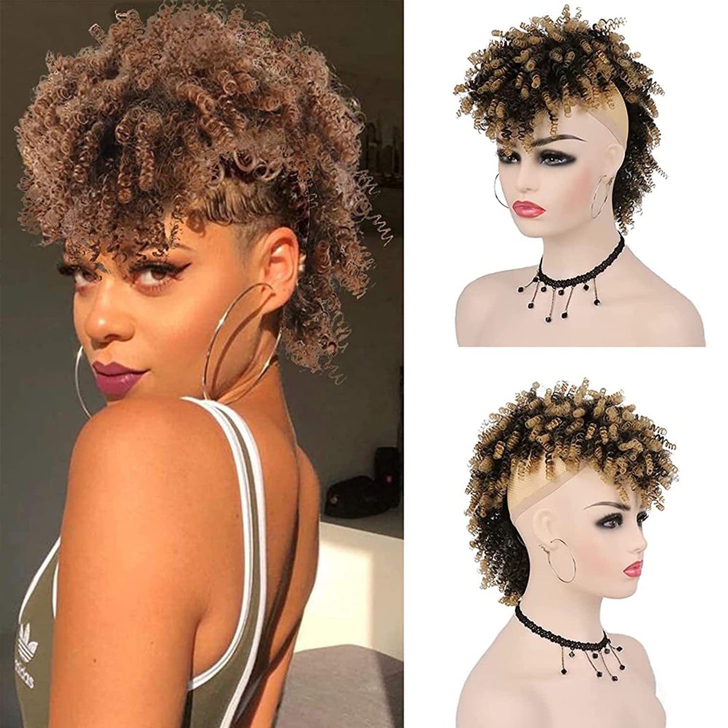 African Small Curly Short Hair Bag Wig Ponytail