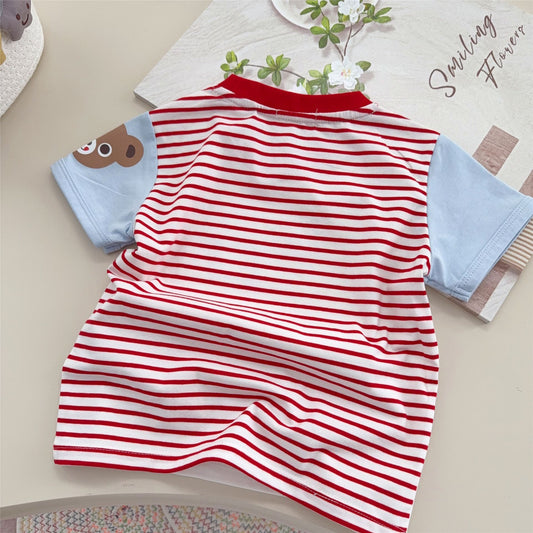 Women's & Men's Inner Wear Sapphire Red Striped Short Children's T-shirt