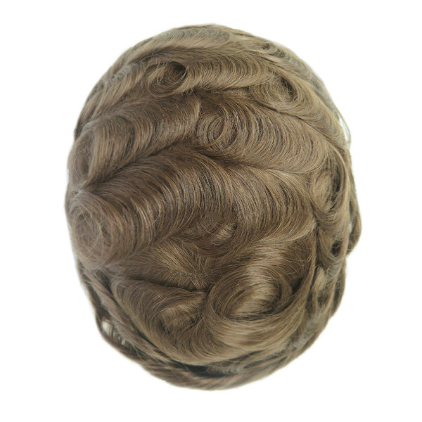 Men's Leather Hand Crochet V Needle Hairpiece Men's Wig