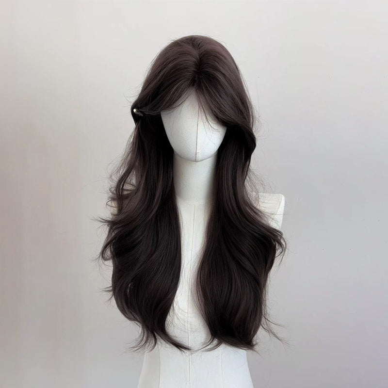 Female Bangs Big Wave Daily Fluffy Lazy Curly Hair Square Wig Long Curls
