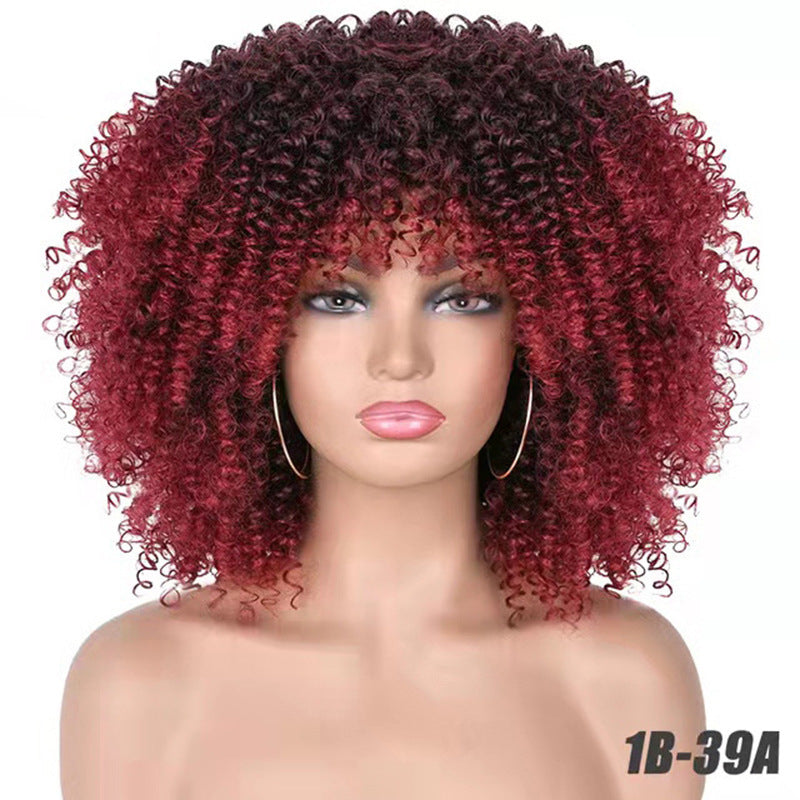 Women's Chemical Fiber African Small Volume Afro Wig Short Curly Hair
