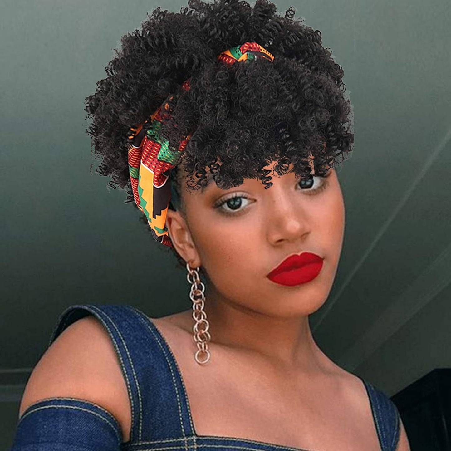 Small Turban Female Headband Bangs Fluffy Wig Short Curly Hair
