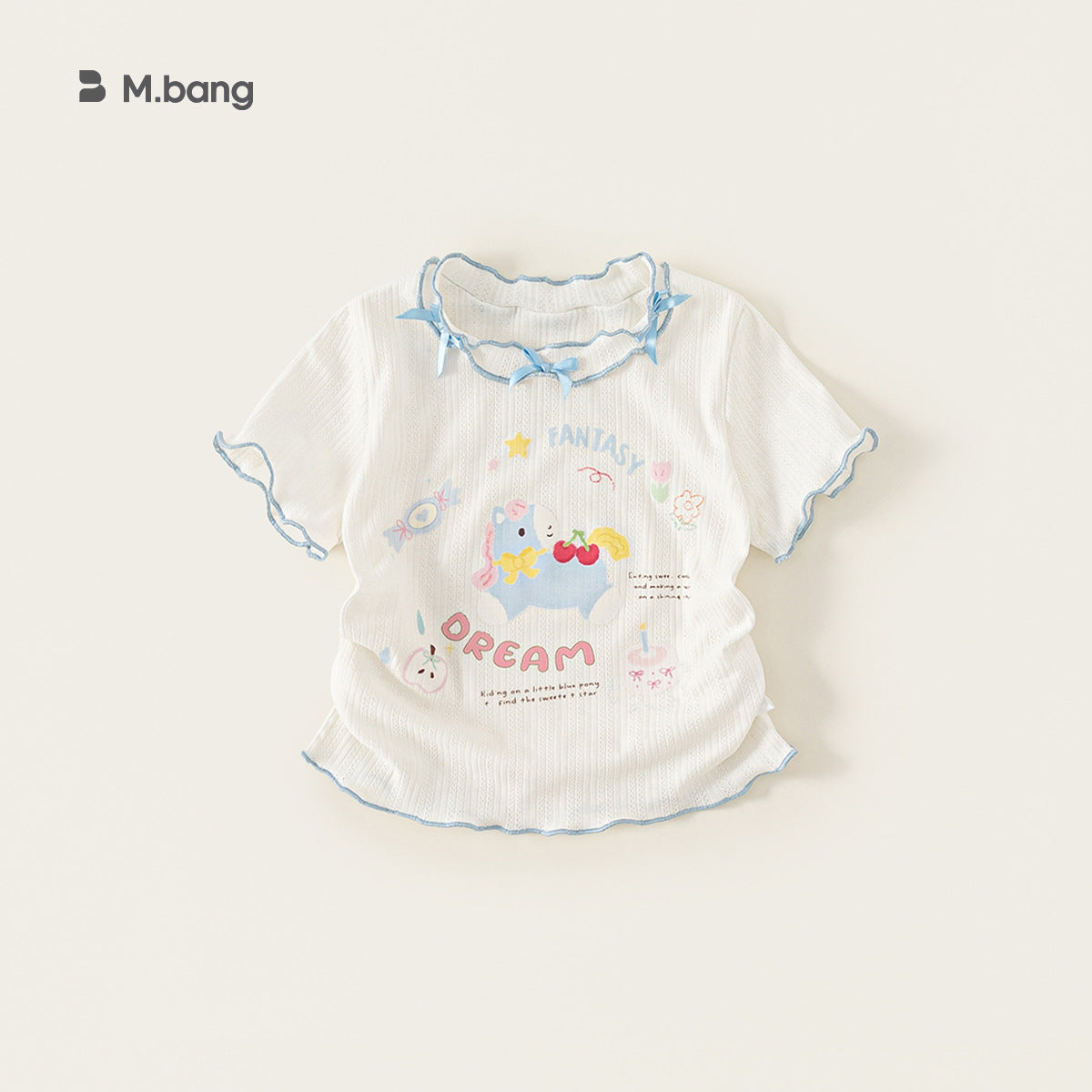 Children's Clothing Short-sleeved Contrast Color Wooden Ear Cute Children's T-shirt