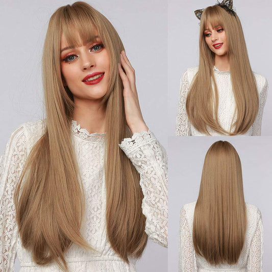 Unique Fashion Air Bangs Head Cover Long Straight Wig
