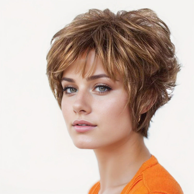 Glamorous Trendy Women's Small Fiber Artificial Wig Short Curly Hair