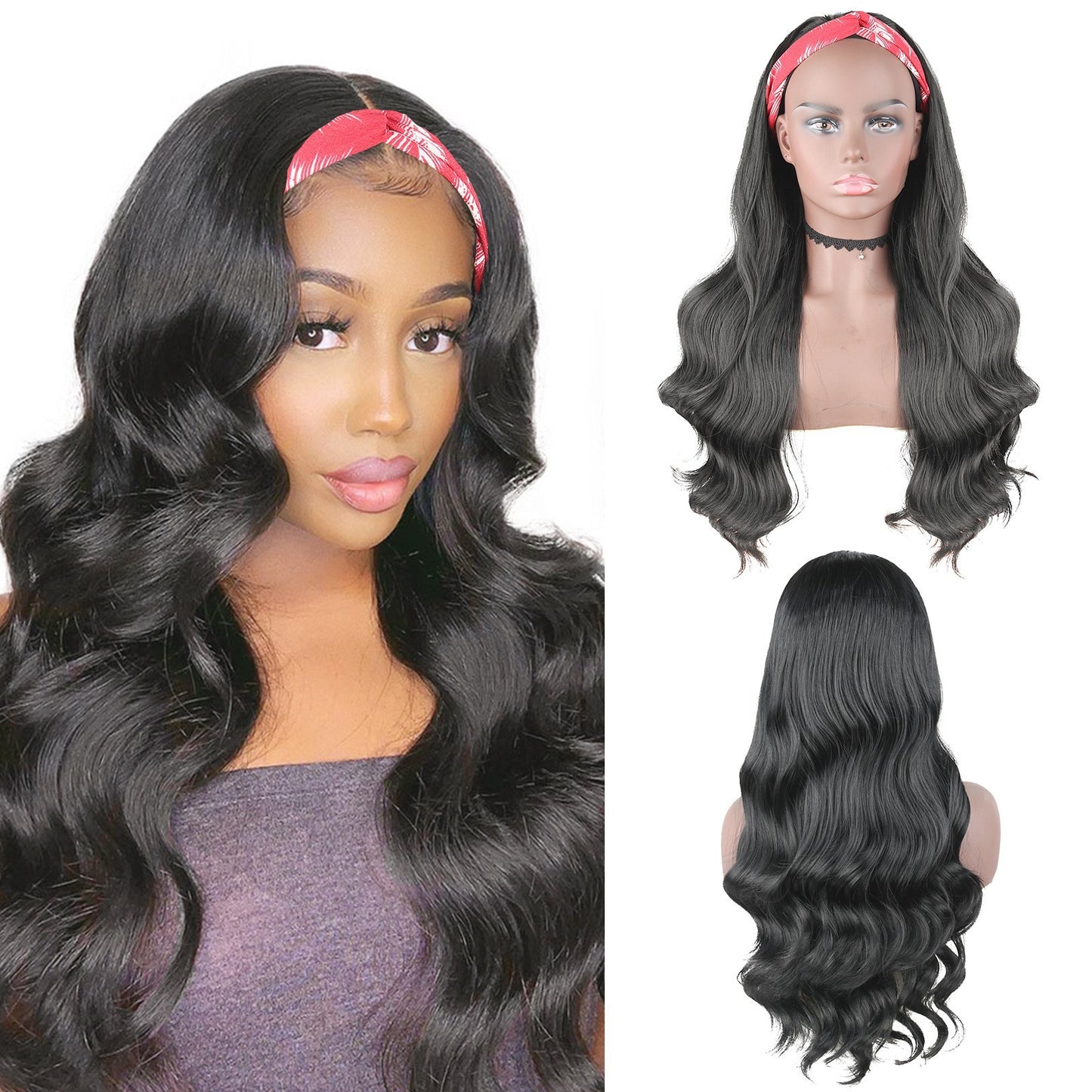 Women's Long Ice Ribbon Headgear Fiber Wig Short Curly Hair