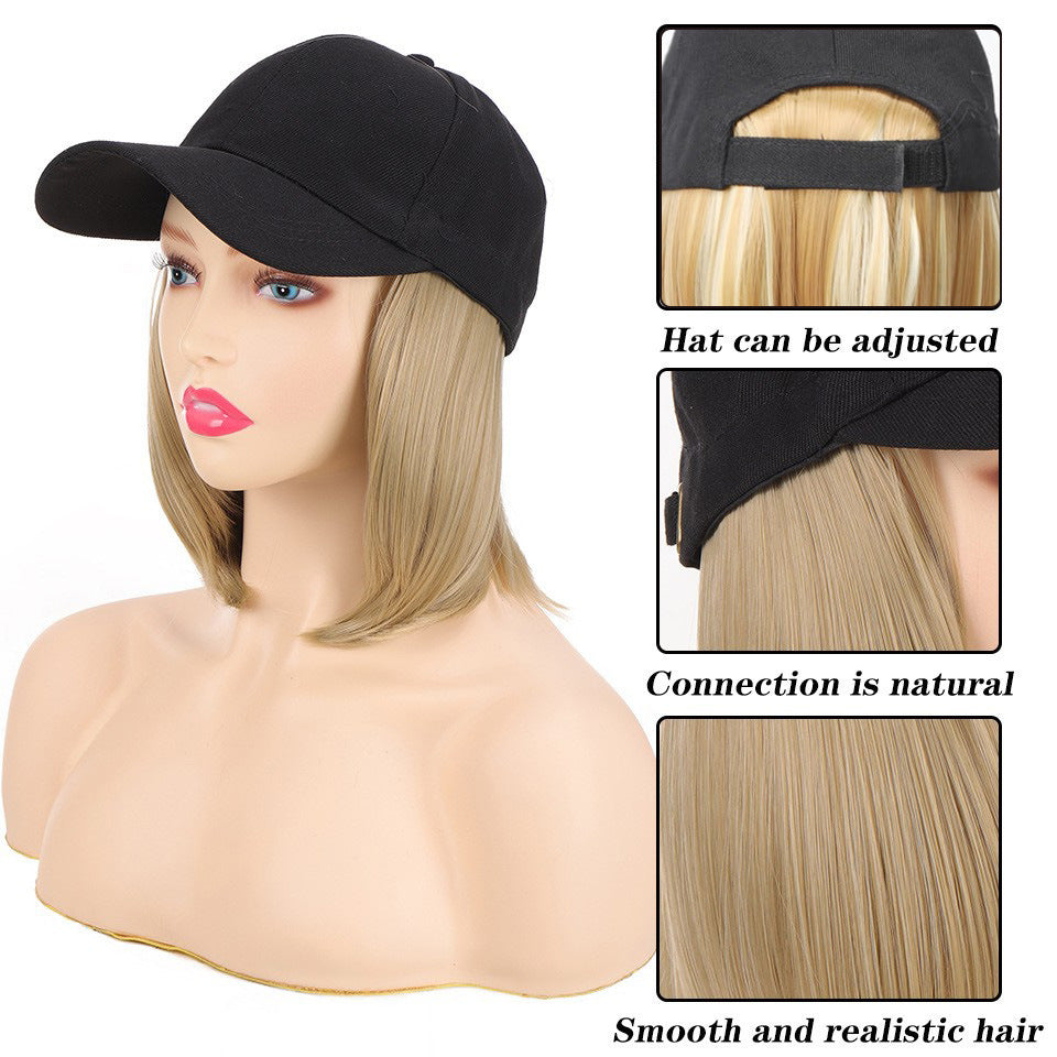 Canvas Sun Hat Short Hair Peaked Cap Straight Other Wig