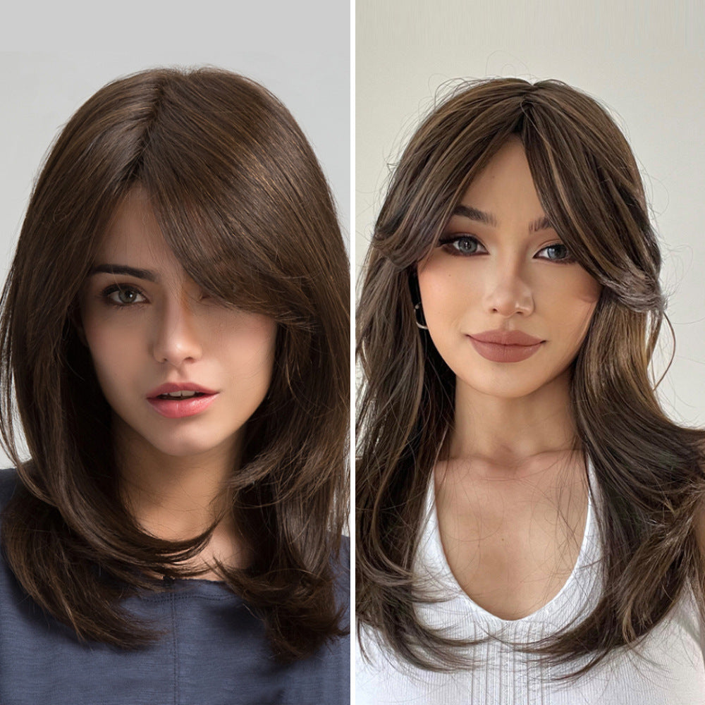 Women's Split Black Brown Fiber Everyday Fashion Long Straight Wig