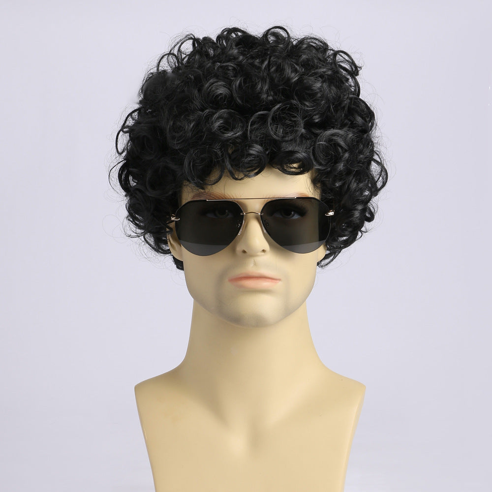 Men's Chemical Fiber Small Curly Hair Head Men's Wig