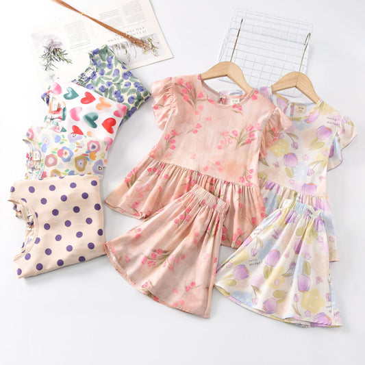 Children's Cool Summer Vest Shorts Poplin Pajamas Artificial Cotton Children's Suit