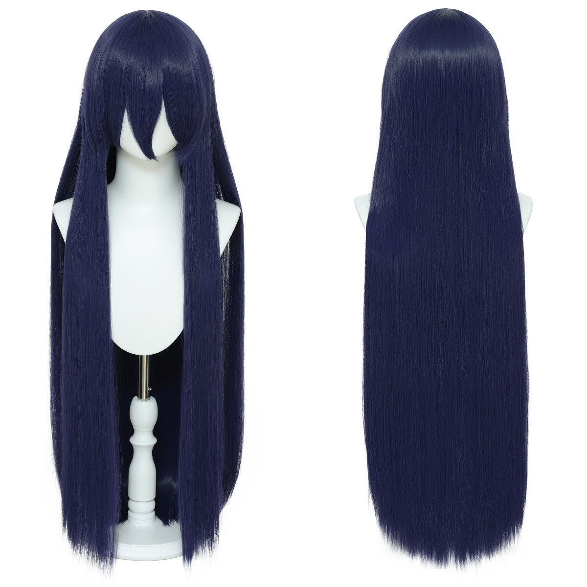 Long Straight Hair Hairpiece Blank Black White Cos Wig