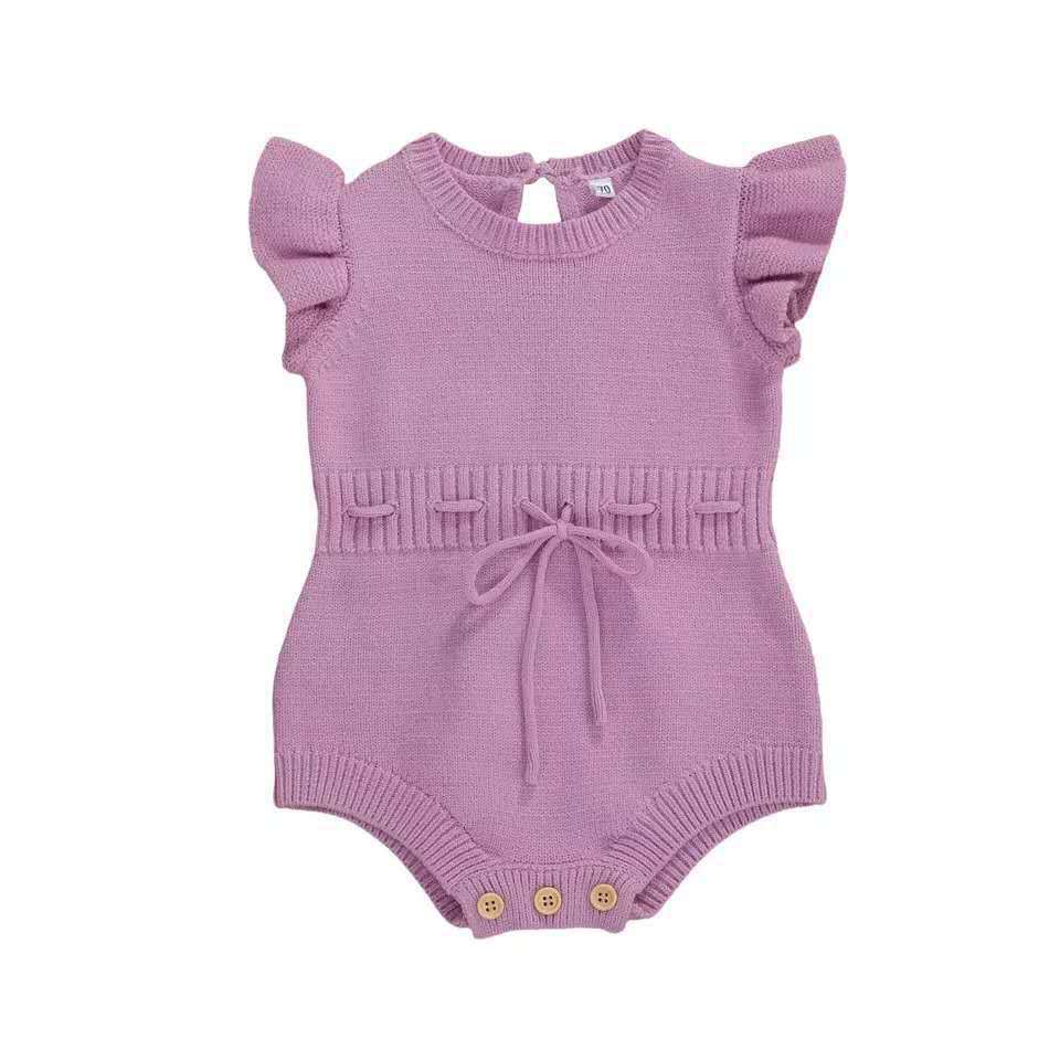 Children's Source Clothing Infant Lace Three-color Flounced Sleeve Button Sweater Warm Jumpsuit, Climbing Suit