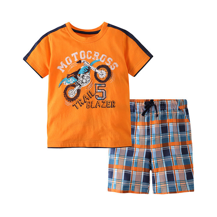 Children's Summer Cotton Cute Wear Flower Fashion Short-sleeved T-shirt Shorts Children's Suit