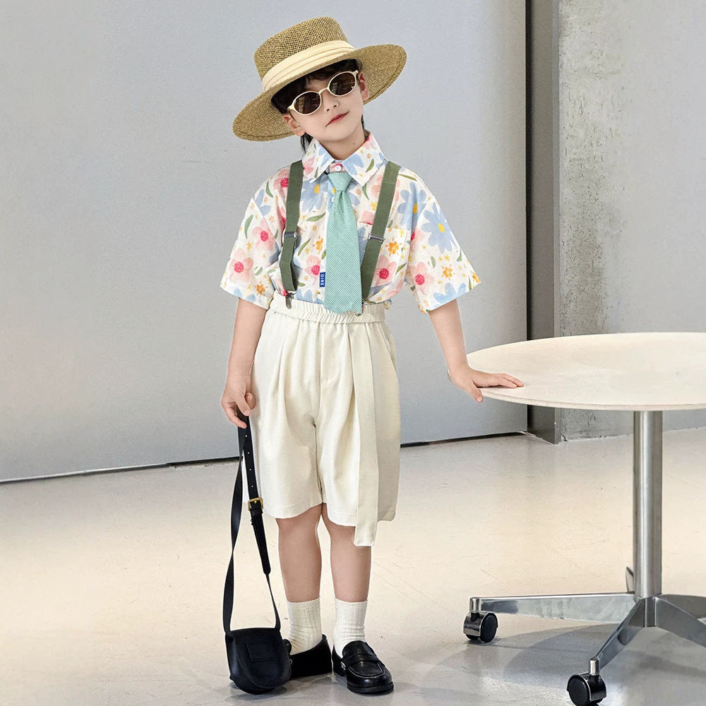 Children's Sleeve Western Style Printed Korean Clothing Children's Shirt