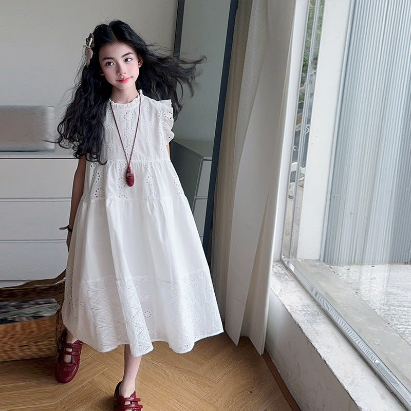 Summer Fashion Lace Sweet White Sleeveless Children's Dress