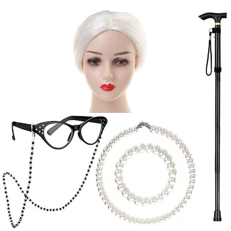 School Day Grandma Sheath Halloween Grandpa Cos Wig