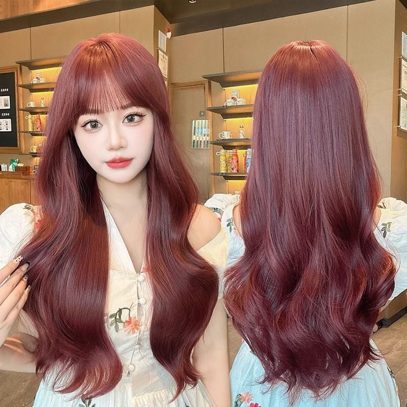 Female Four Korean Style Atmosphere Bangs Big Wave Artificial Hair Wig Long Curls