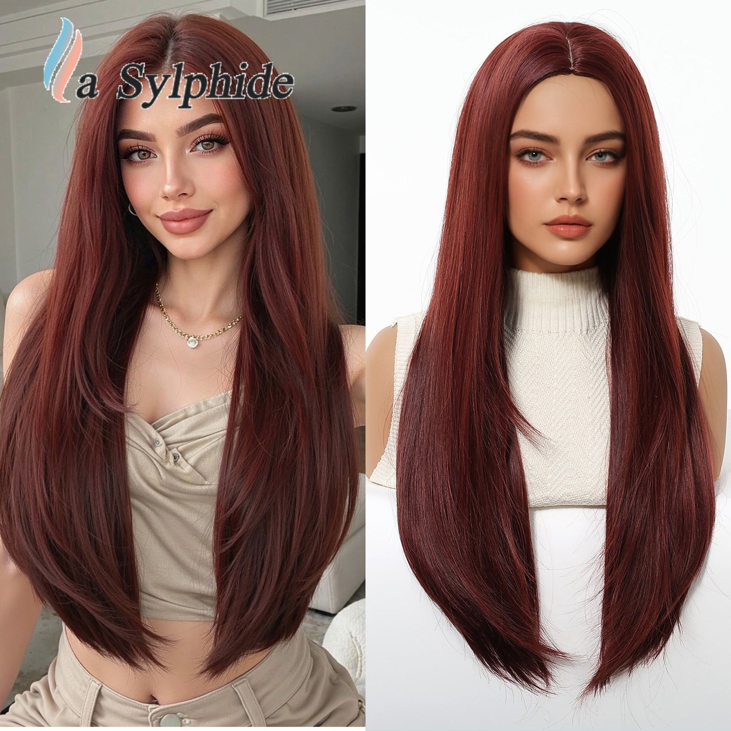 Women's Hair Blue Korean Style Realistic Mid-length Natural Long Straight Wig