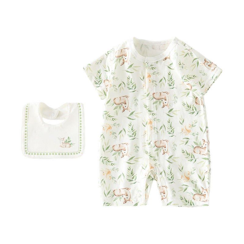 Sleeve Rompers Summer Ice Oxygen Cotton Thin Romper Infant Air Jumpsuit, Climbing Suit