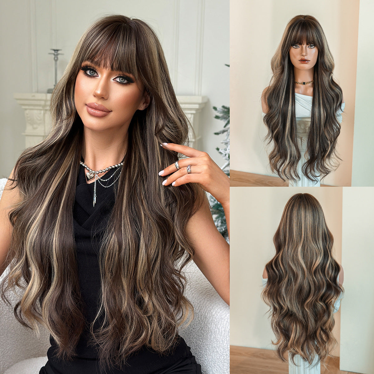 Quality Super Curly Female Brown Big Wig Long Curls