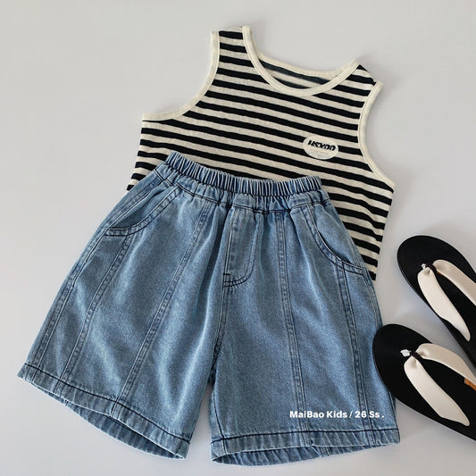 Children's Boy's Denim Shorts Summer Loose Western Style Casual Thin Children's Pants
