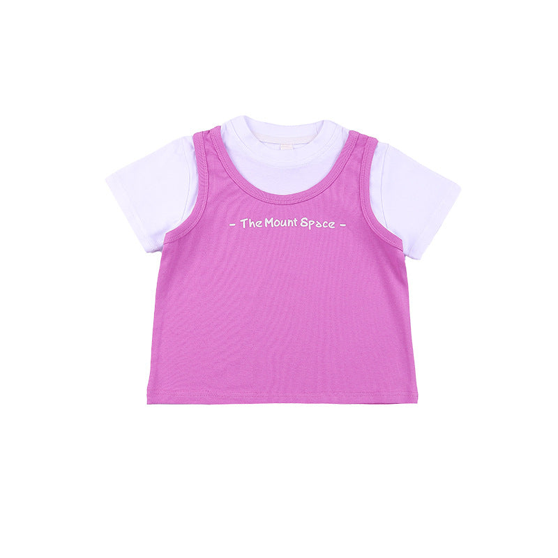 Children's Mountain Outdoor Clothing Contrast Color Round Children's T-shirt