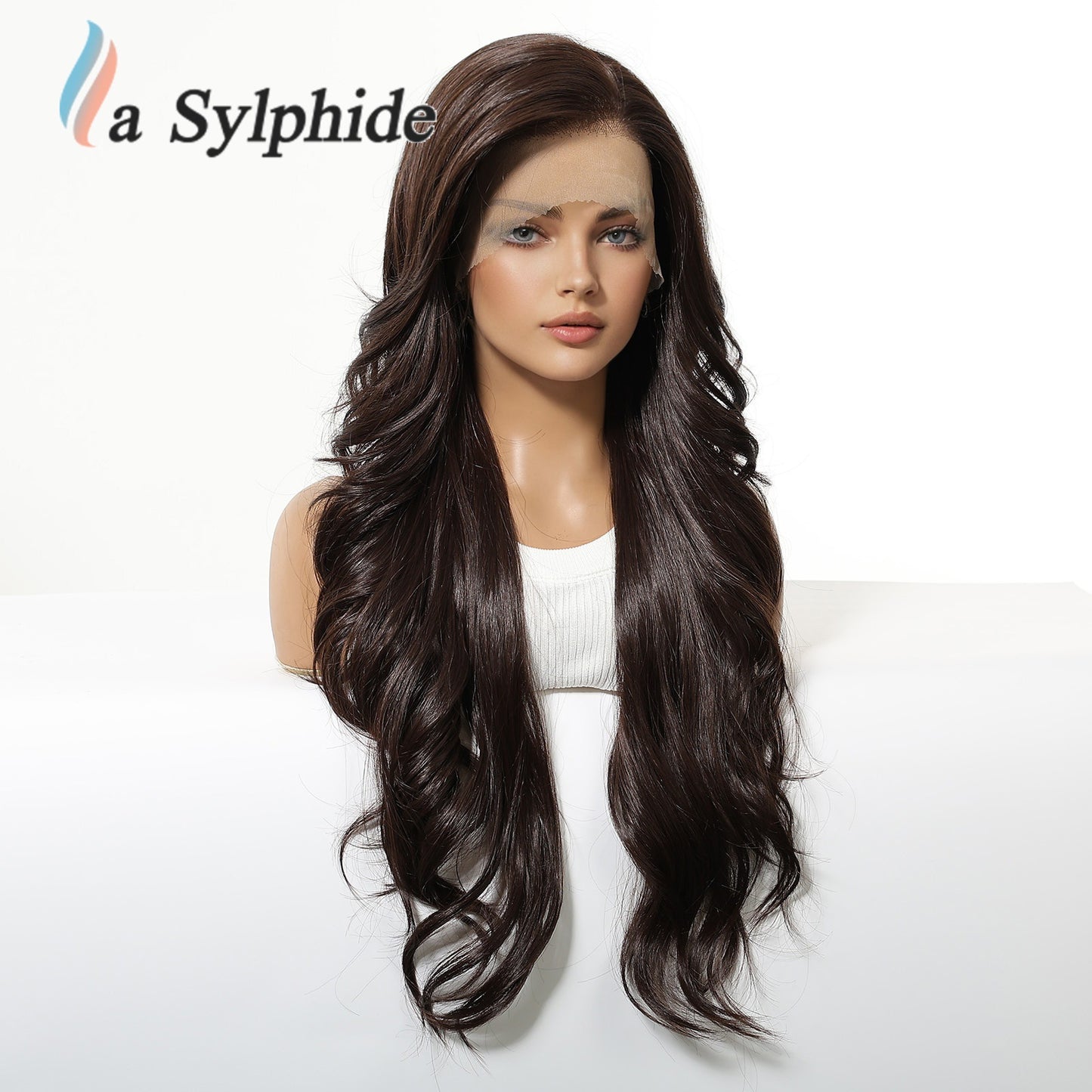 Hand-woven Silk High Temperature Resistant Black Brown Curly Wig Long Curls