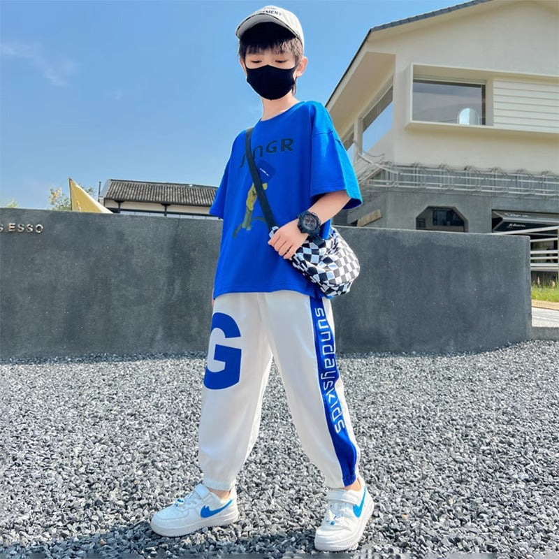 Children's Boys Summer Middle Big Short Sleeve Fashionable Children's Suit