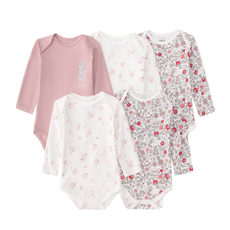 Children's Clothing Infant Rompers Long Sleeve Mixed Color Triangle Jumpsuit, Climbing Suit