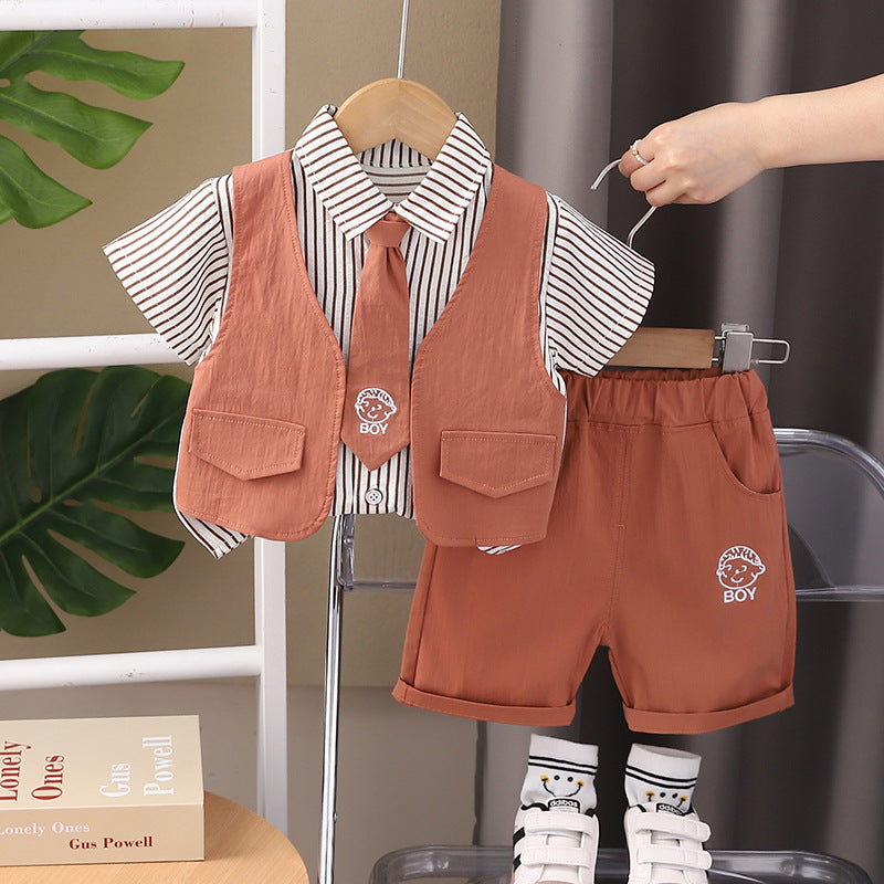 Children's Clothing Summer Short-sleeved Cute Shorts Vest Children's Suit