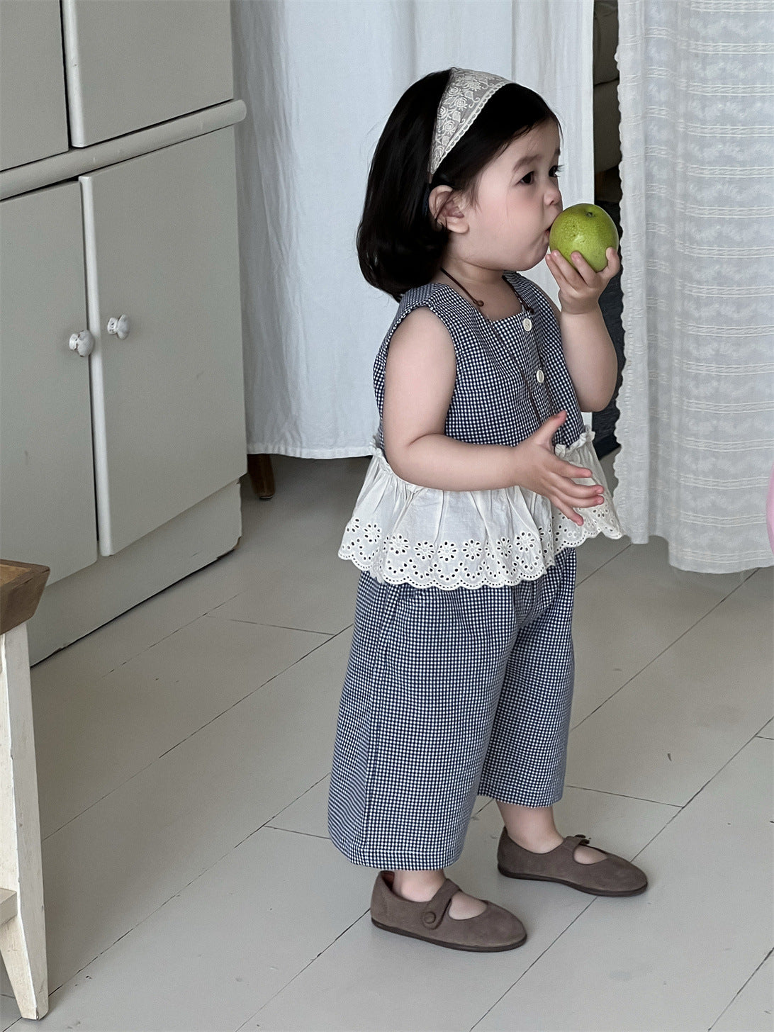 Children's Summer Plaid Thin Korean Style Clothing Children's Suit