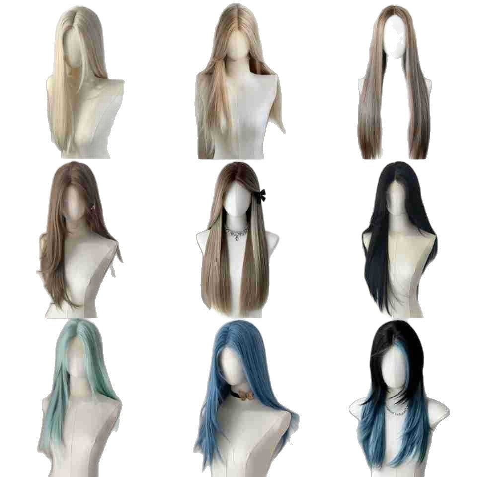 Female Forehead Lace High Level Mixed Long Straight Wig