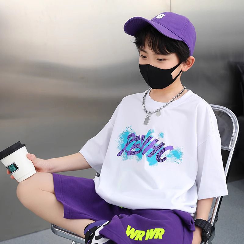 Cotton Short-sleeved Pants Medium Big Summer Children's Suit