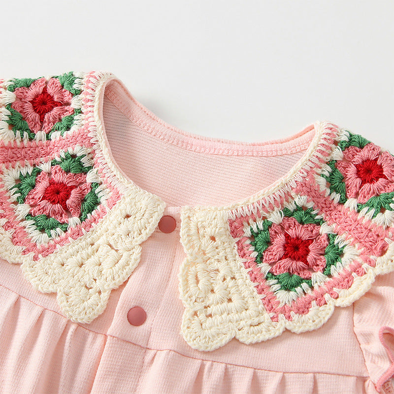 Children's Jumpsuit Flounced Sleeve Sweet Style Romper Jumpsuit, Climbing Suit