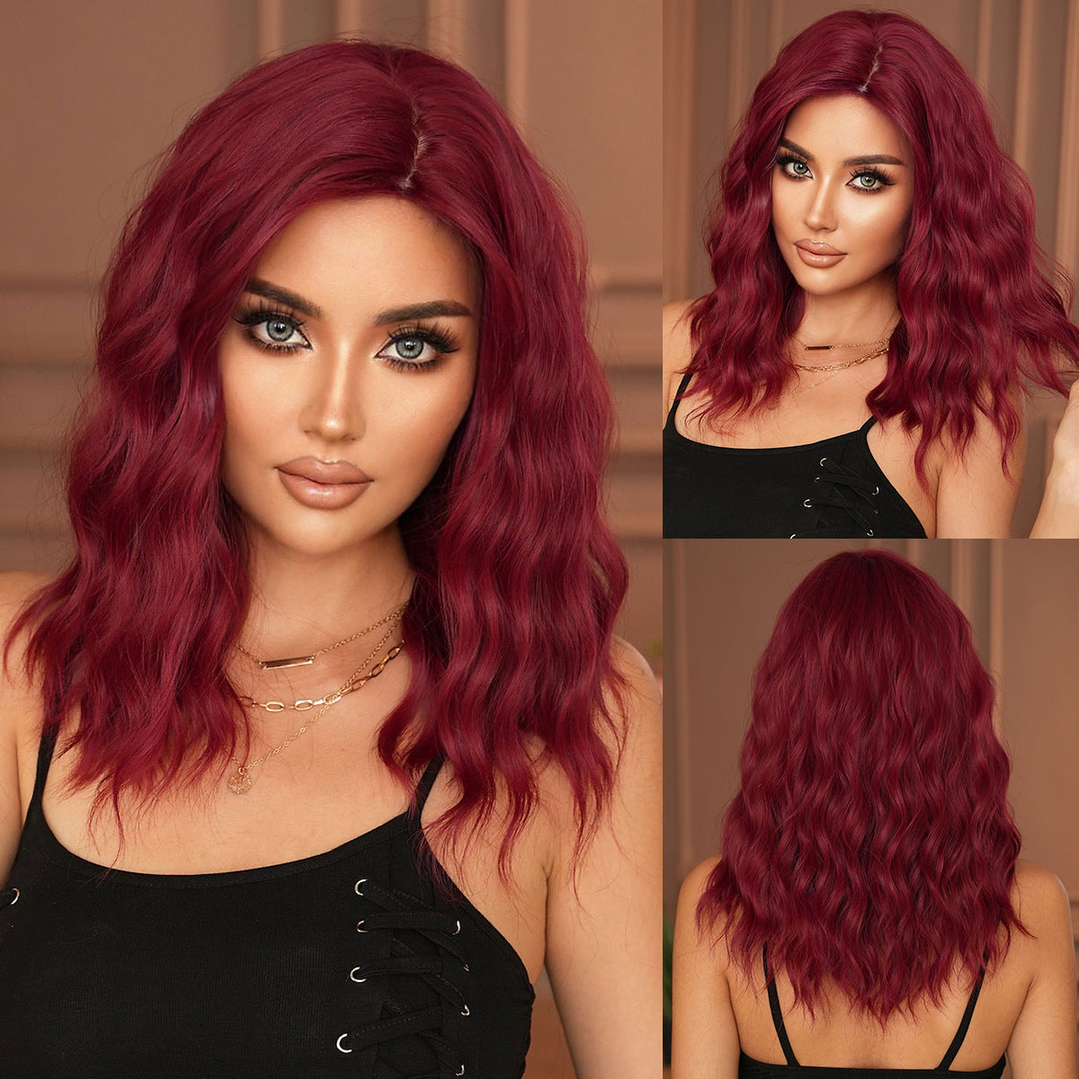 Women's Curly Hair Side Split Bangs Dyed Other Wig