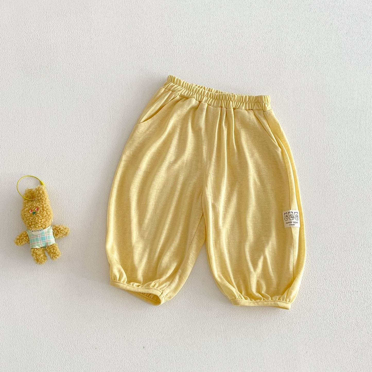 Children's Labeling Anti Mosquito Summer Thin Korean Style Solid Color Breathable Children's Pants
