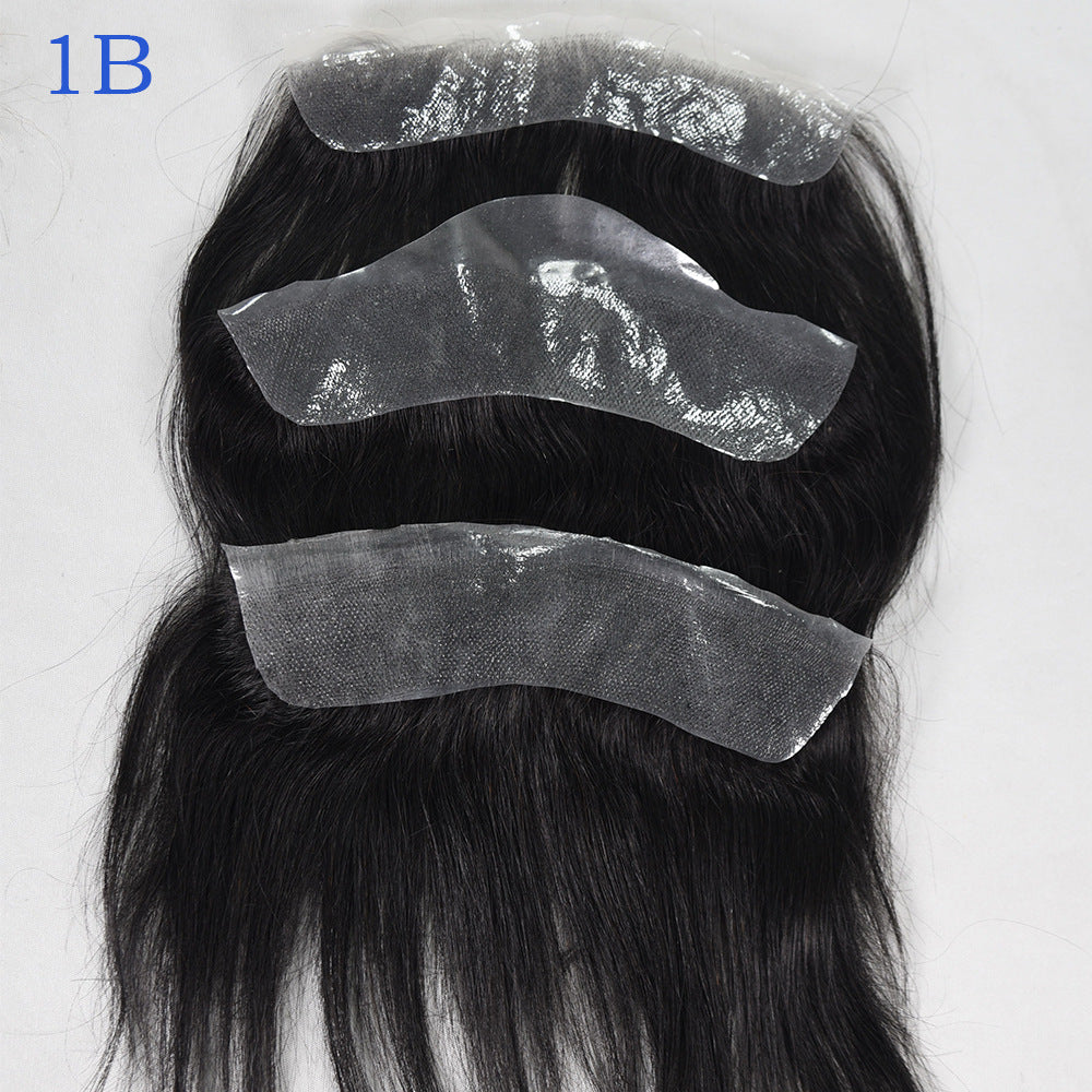Men's Seamless Transparent Human Forehead Hairline Supplementing Real Hair Wig