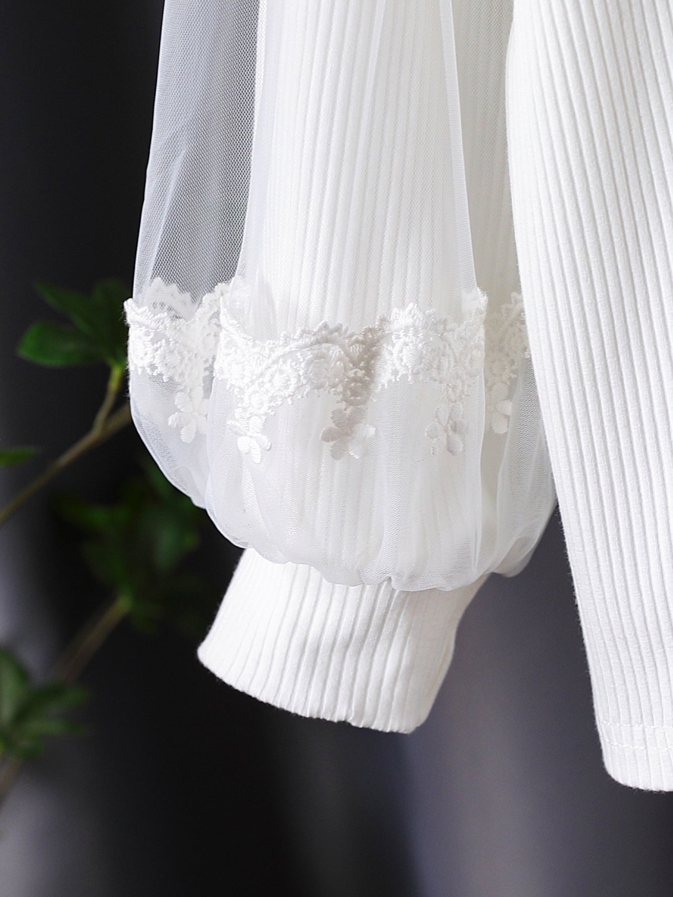 Long Sleeve Pure Cotton Lantern Mesh Sleeves Outer Wear Children's T-shirt