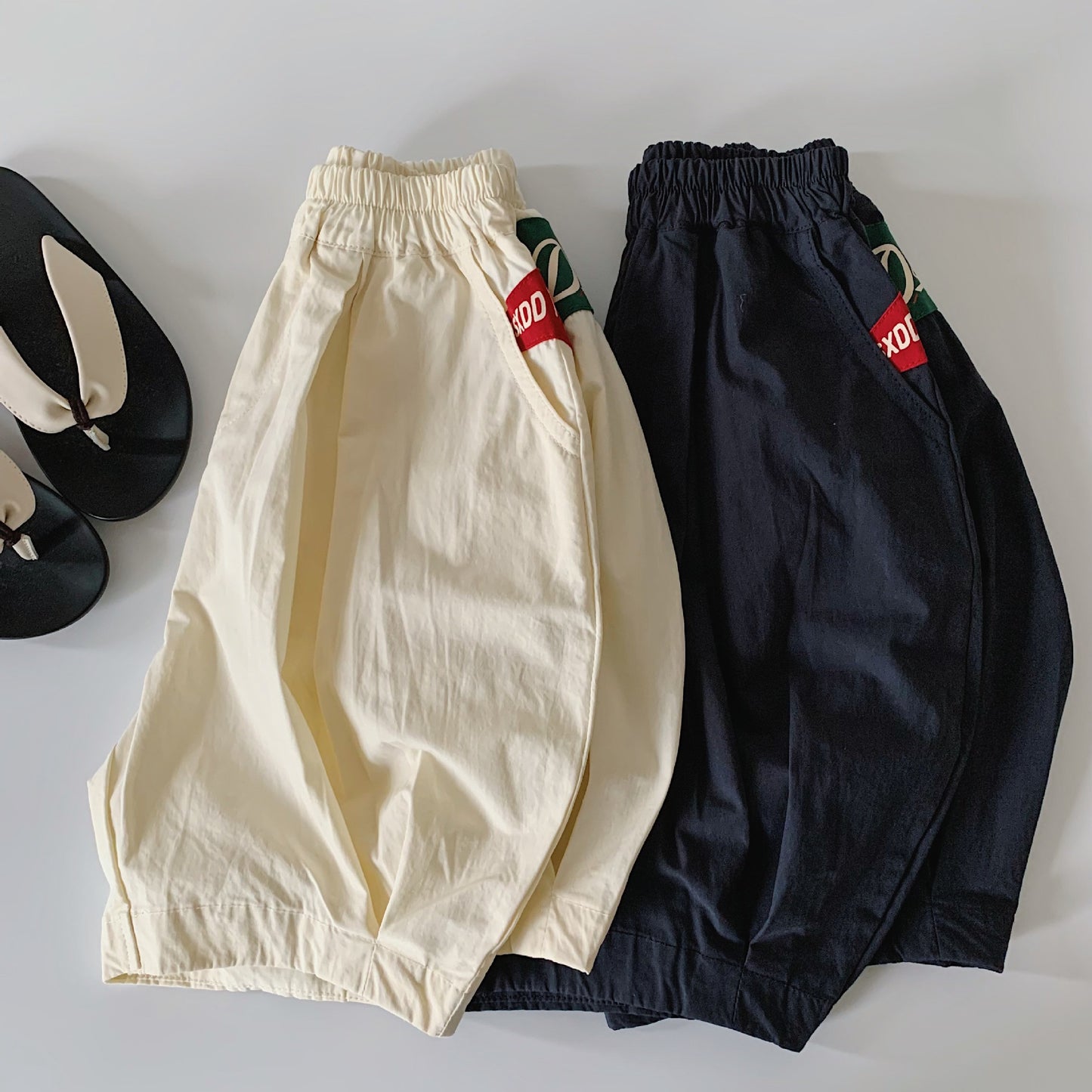 Children's Summer Korean Style Solid Color Patch Fifth Children's Pants