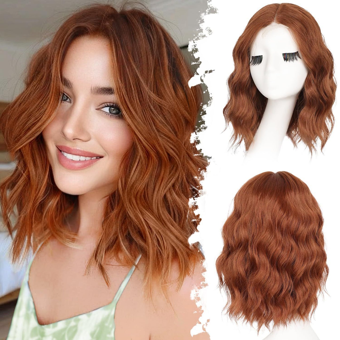 Gradient Color Long Female Big Wave Wig Short Curly Hair