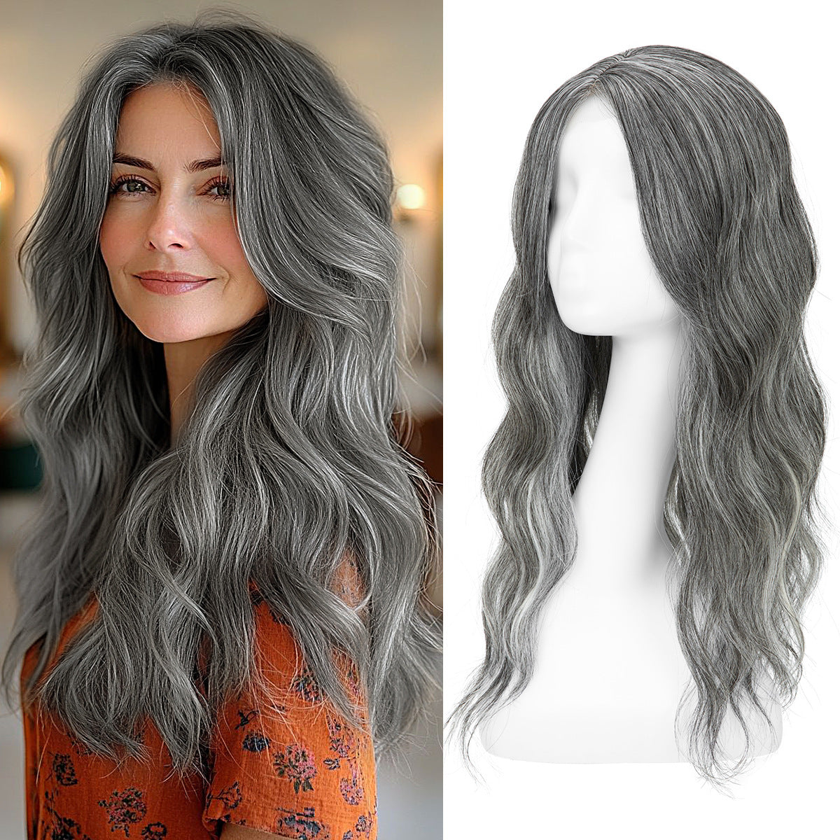 Natural Fluffy High Skull Top Hairpiece Big Wave Curly Wig