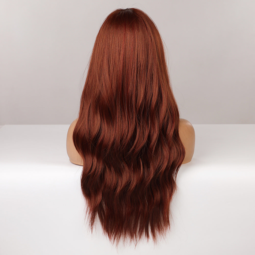 Red Air Bangs Curly Hair Fiber Wig Long Curls
