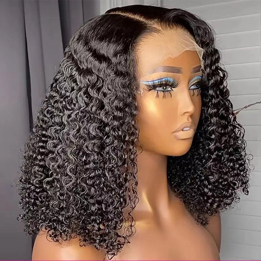 Lace Front Transparent Hd Human With Hairline Density Brazilian Wig Short Curly Hair