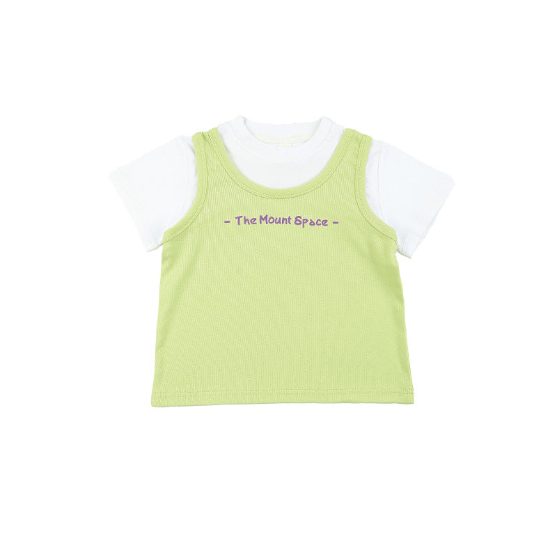 Children's Mountain Outdoor Clothing Contrast Color Round Children's T-shirt