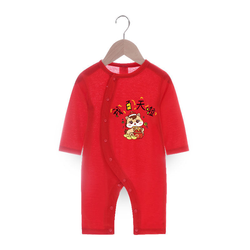 Long-sleeved Air Conditioning Room Clothing Romper Born Full Moon Year Jumpsuit, Climbing Suit