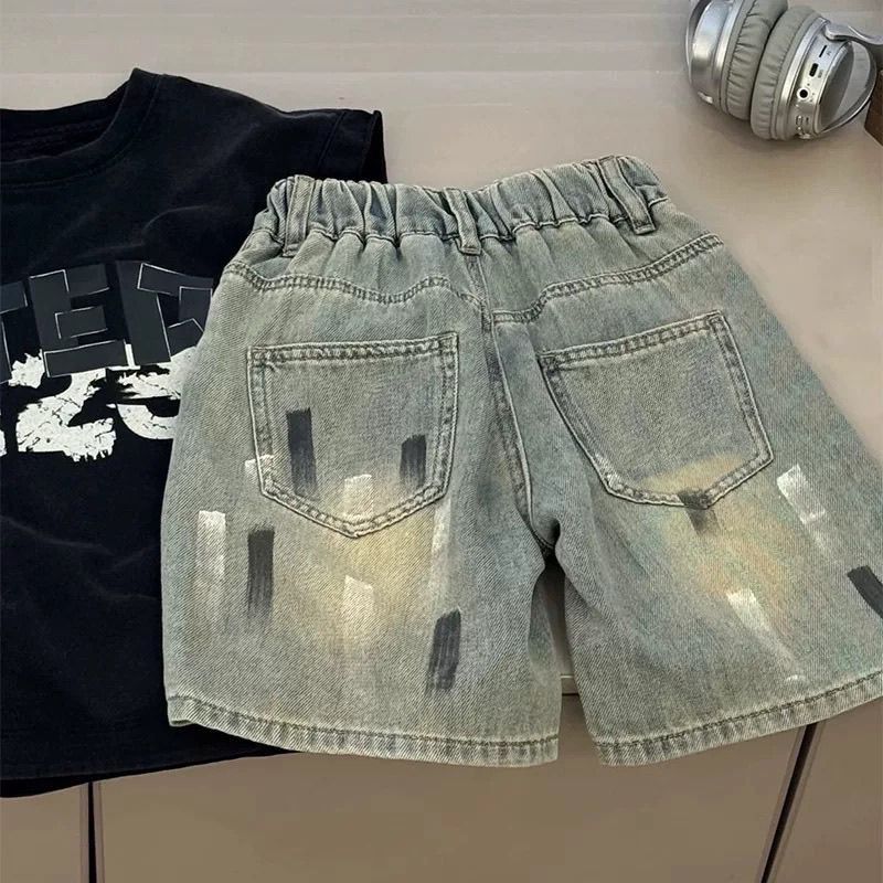 Children's Clothing Summer Set Fashionable Vest Denim Shorts Iti Children's Suit