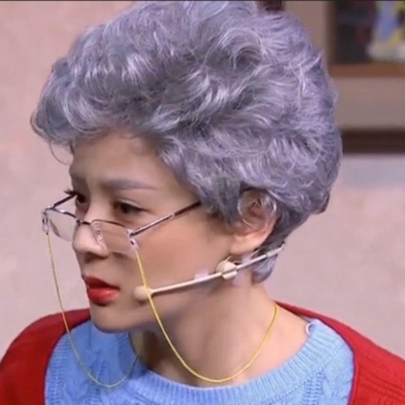 Stage Props Watch Show Old Lady Grandpa Elders Grandma Flower Other Wig