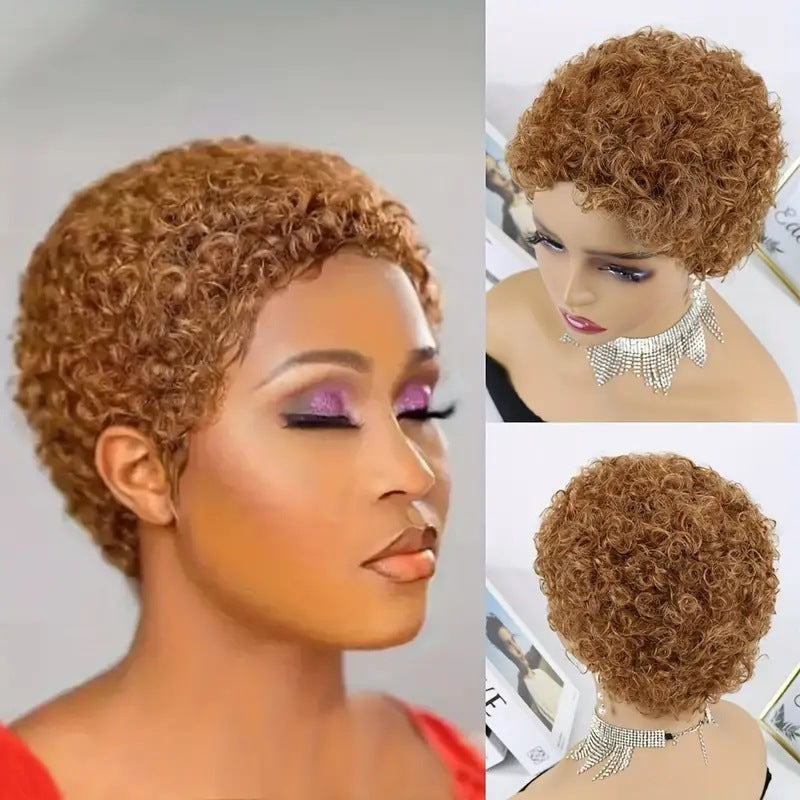 Human Mechanism Head Cover African Small Wig Short Curly Hair